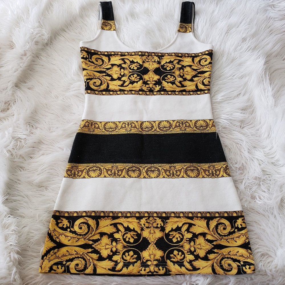 Baroque Striped Fitted Dress